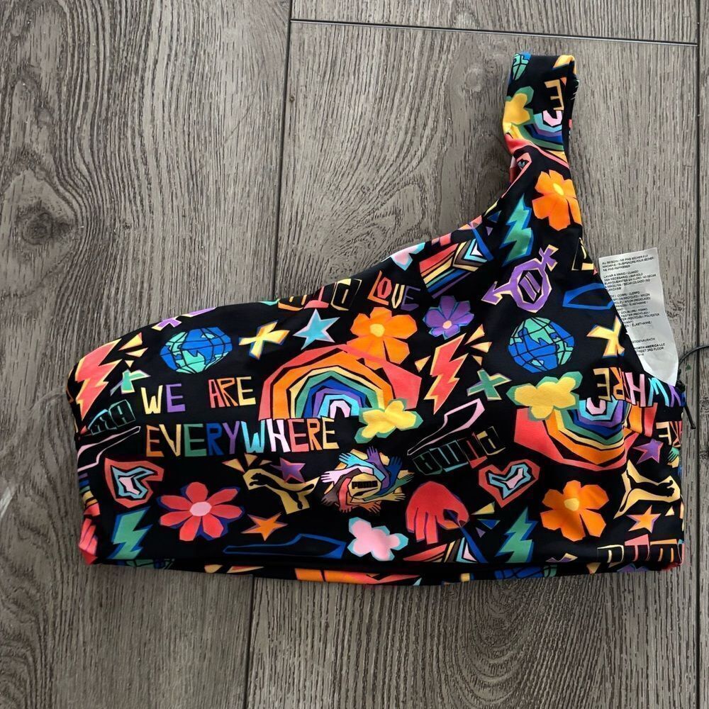 Puma Colorful One-Shoulder bikini top